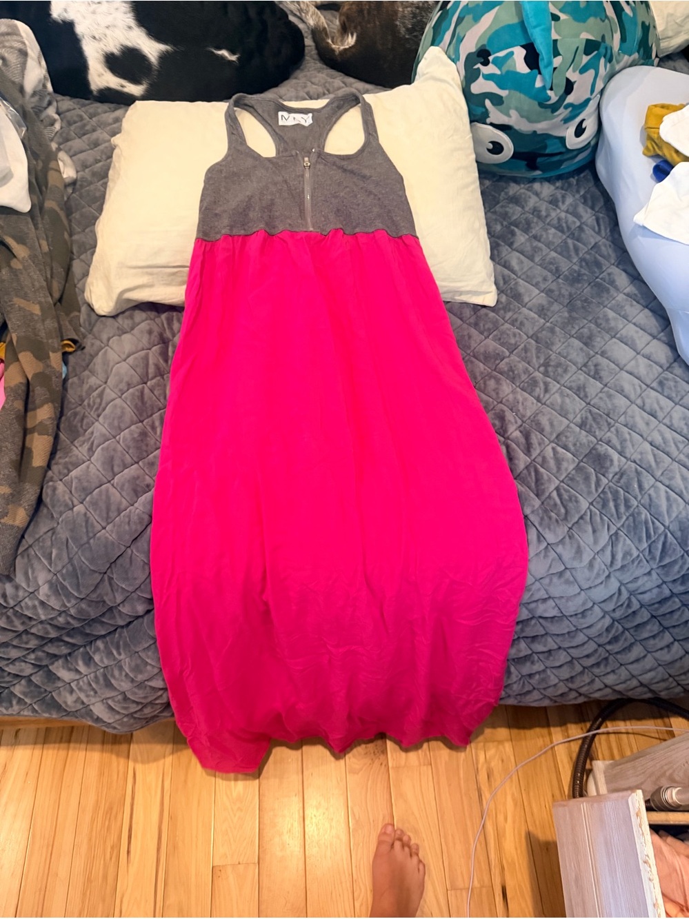 Sleeveless Pink & Gray Racerback Dress
